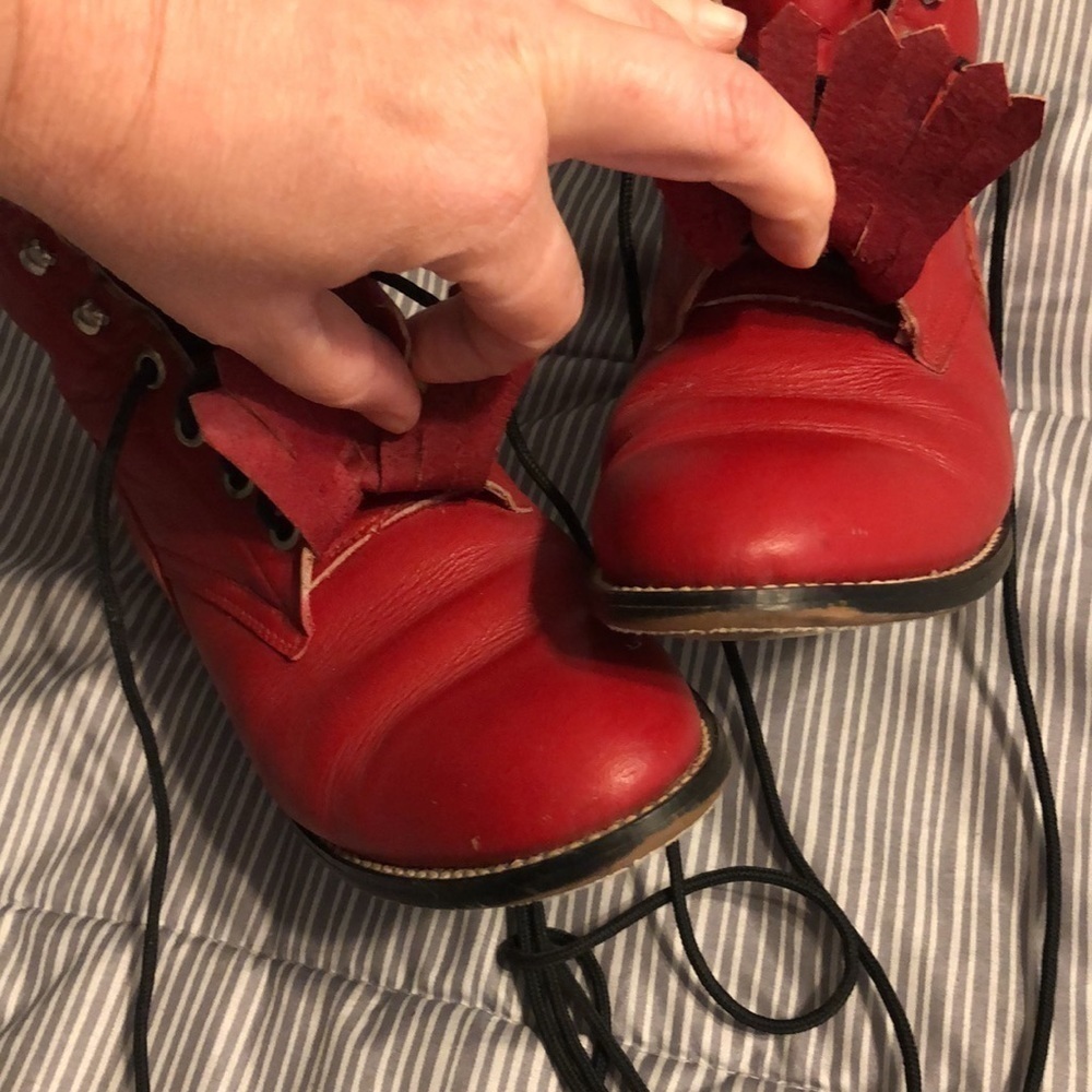 Vintage JUSTIN Boots RED Roper Size 5.5 D Style 503Y Registered NO. 73416 - Picture 13 of 16